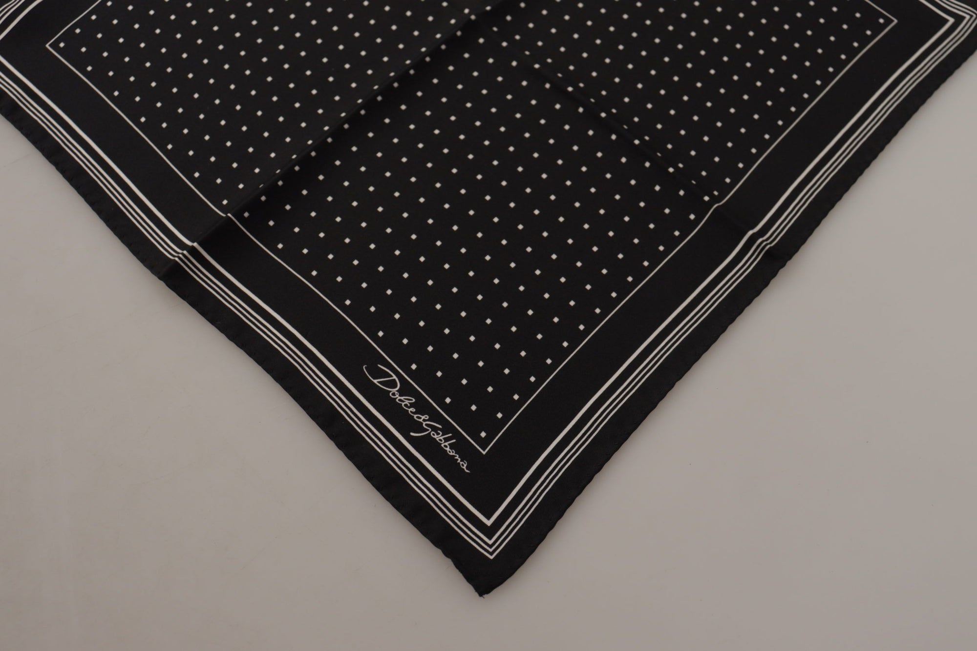 Dolce & Gabbana Black Polka Dots DG Logo Square Handkerchief - Maison Luxe