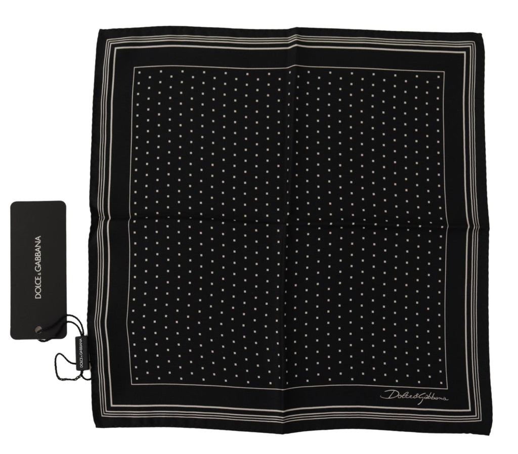 Dolce & Gabbana Black Polka Dots DG Logo Square Handkerchief - Maison Luxe
