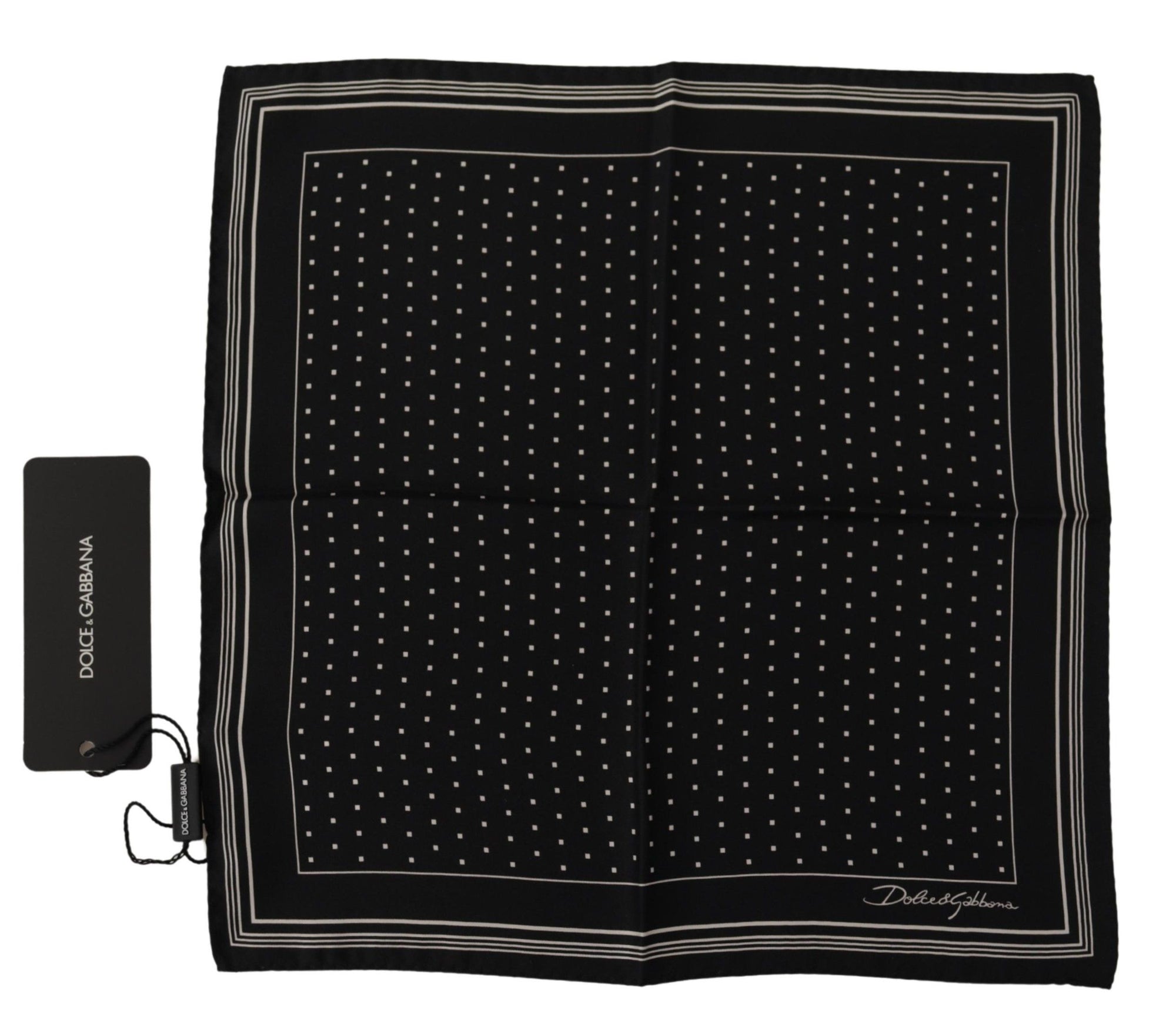 Dolce & Gabbana Black Polka Dots DG Logo Square Handkerchief - Maison Luxe