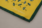 Dolce & Gabbana Yellow Printed DG Logo Square Mens Handkerchief Scarf - Maison Luxe