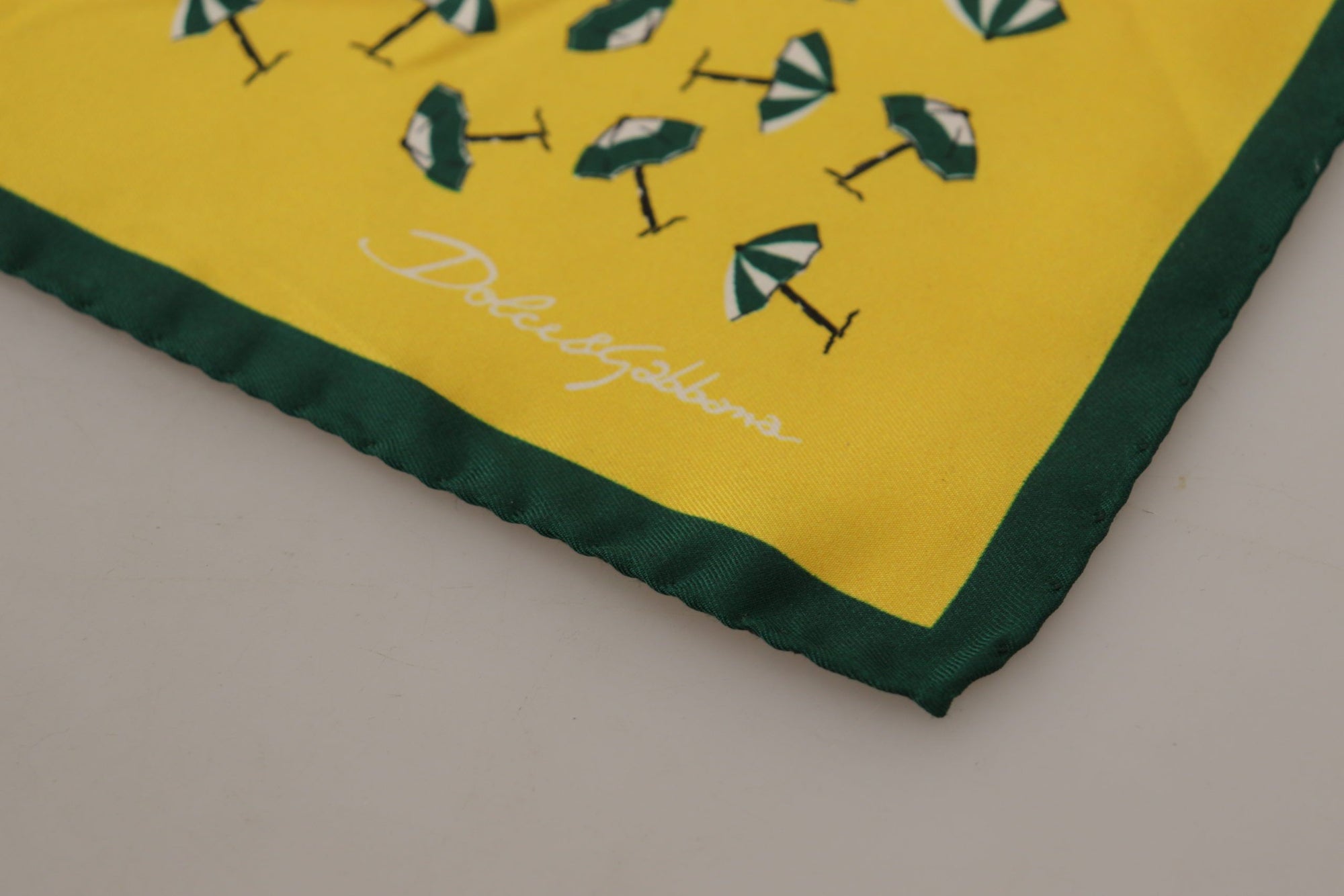 Dolce & Gabbana Yellow Printed DG Logo Square Mens Handkerchief Scarf - Maison Luxe