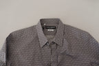 Dolce & Gabbana Gray Brown GOLD Slim Fit Dress Formal Shirt