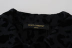 Dolce & Gabbana Black Leopard Long Sleeve Denim Cotton Jacket