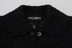 Dolce & Gabbana Black Button Down Long Blazer Cotton Jacket