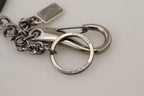 Dolce & Gabbana Black Prince Studs Logo Silver Brass Keychain - Maison Luxe