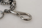 Dolce & Gabbana Black Prince Studs Logo Silver Brass Keychain - Maison Luxe