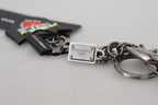 Dolce & Gabbana Black Prince Studs Logo Silver Brass Keychain - Maison Luxe