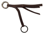 Costume National Brown Leather Silver Tone Metal Keyring Keychain - Maison Luxe