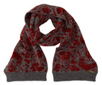 GF Ferre Red Grey Knitted Wrap Warmer Womens Shawl Scarf - Maison Luxe