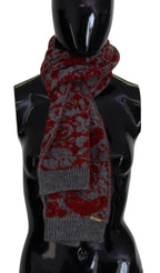 GF Ferre Red Grey Knitted Wrap Warmer Womens Shawl Scarf - Maison Luxe