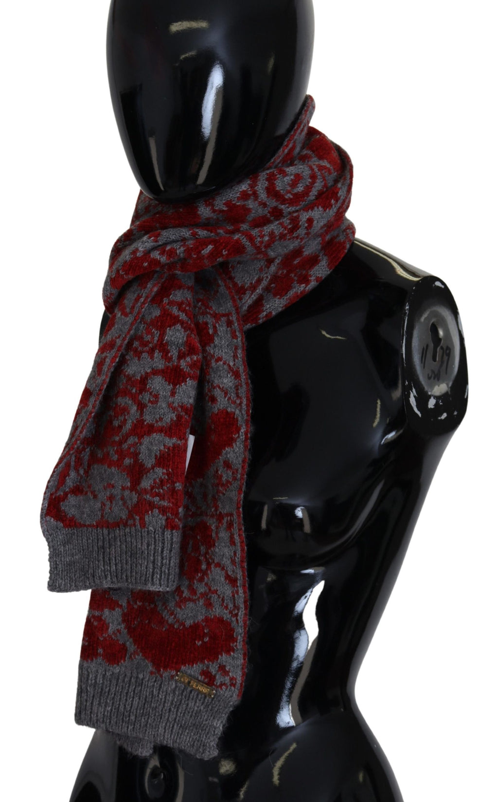 GF Ferre Red Grey Knitted Wrap Warmer Womens Shawl Scarf - Maison Luxe