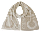 Costume National Beige White Logo Wrap Warmer Shawl Scarf - Maison Luxe