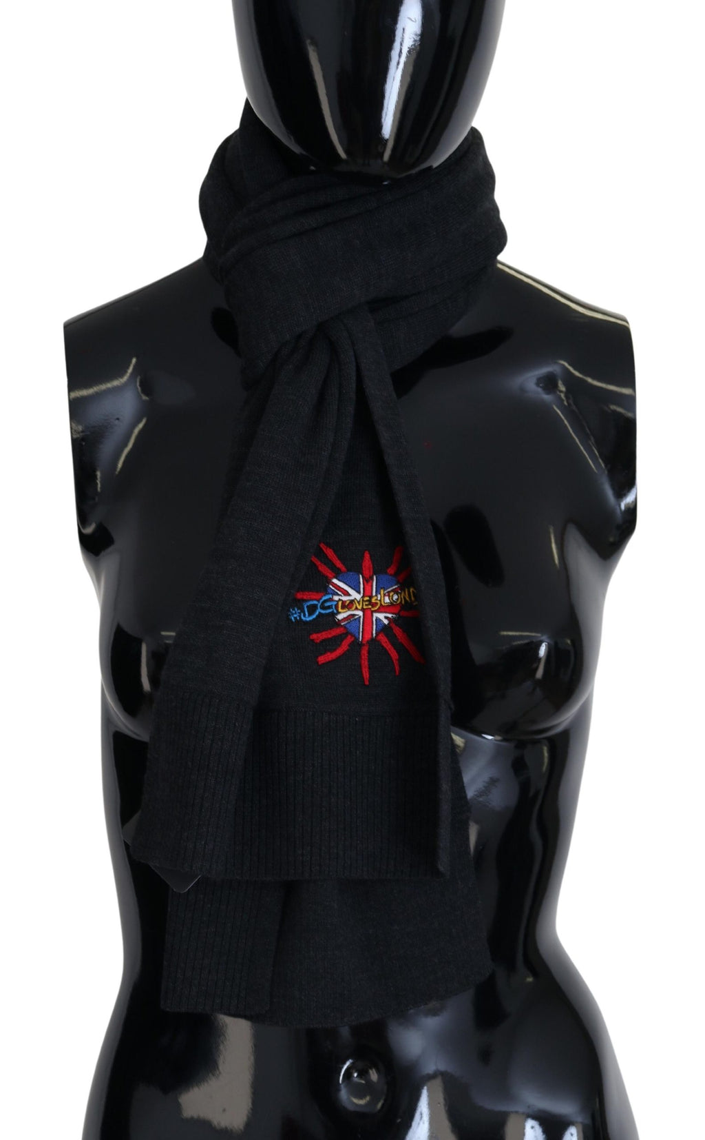 Dolce & Gabbana Black Sacred Heart #DGLovesLondon Wrap Scarf - Maison Luxe