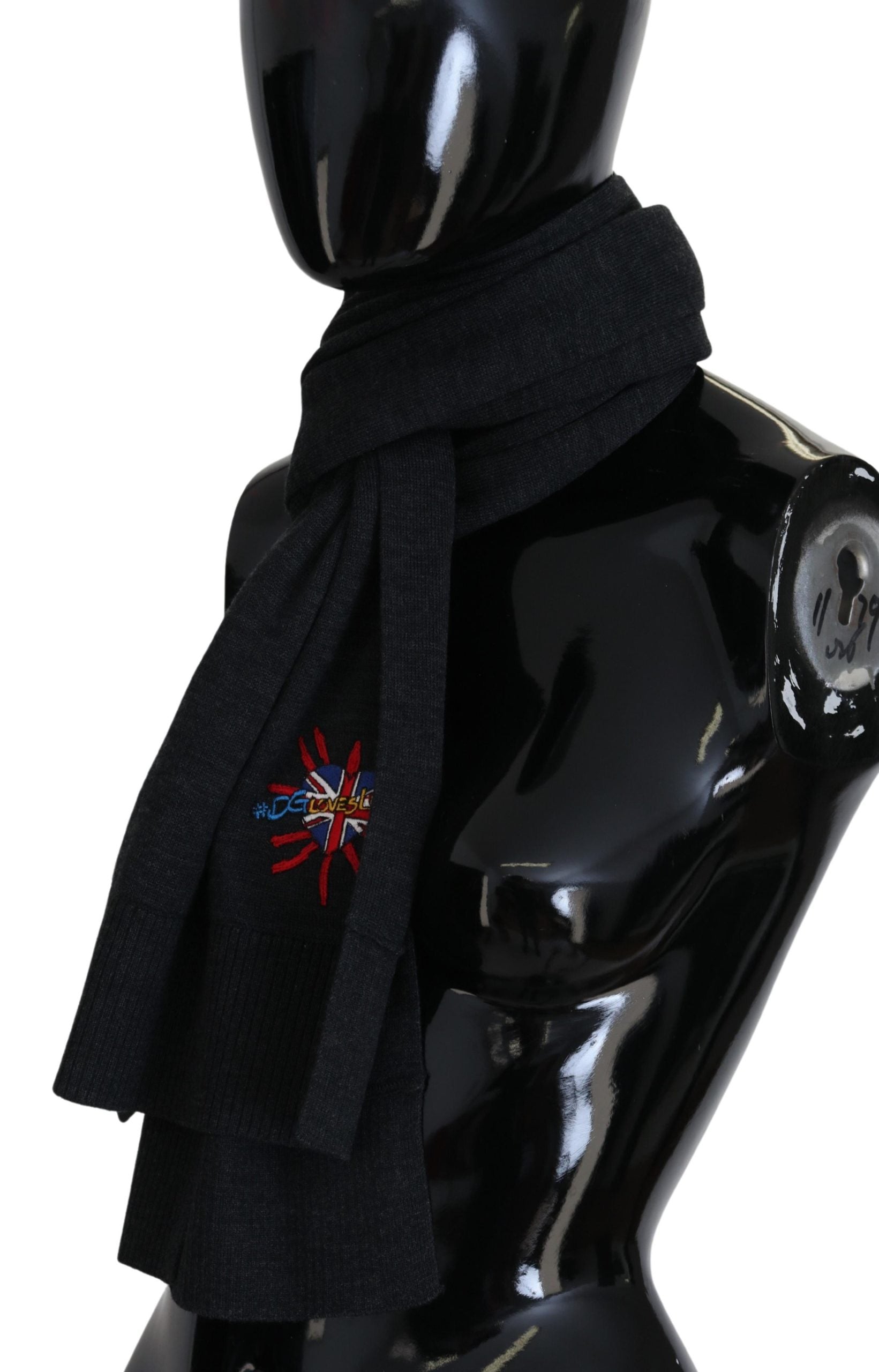 Dolce & Gabbana Black Sacred Heart #DGLovesLondon Wrap Scarf - Maison Luxe