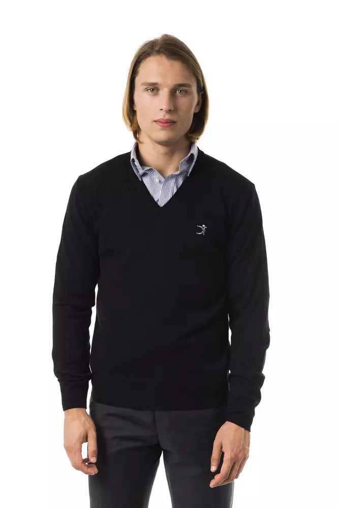 Uominitaliani Black Merino Men Sweater