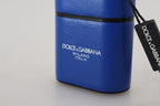 Dolce & Gabbana Blue Leather Silver Metal Logo Airpods Case - Maison Luxe