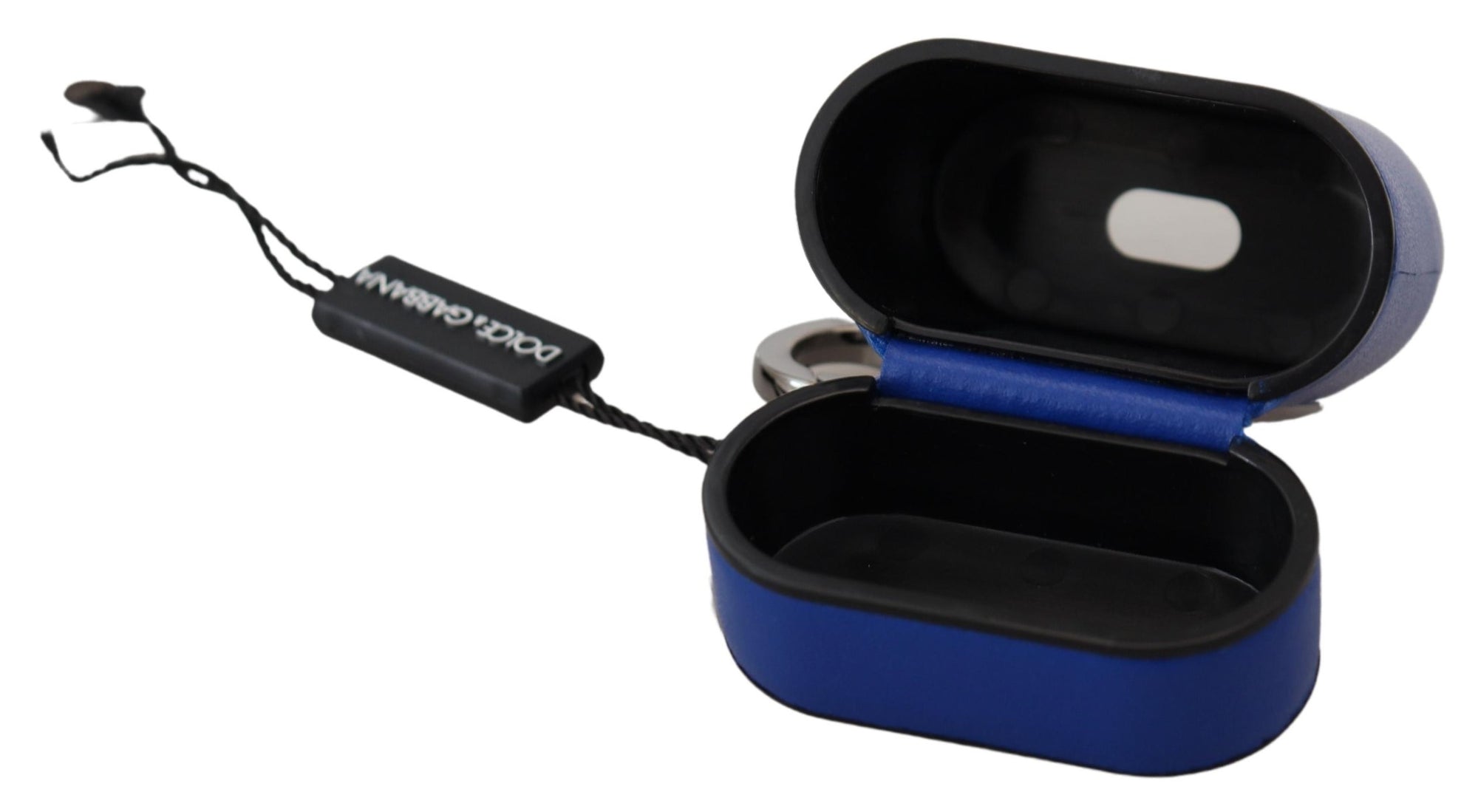 Dolce & Gabbana Blue Leather Silver Metal Logo Airpods Case - Maison Luxe