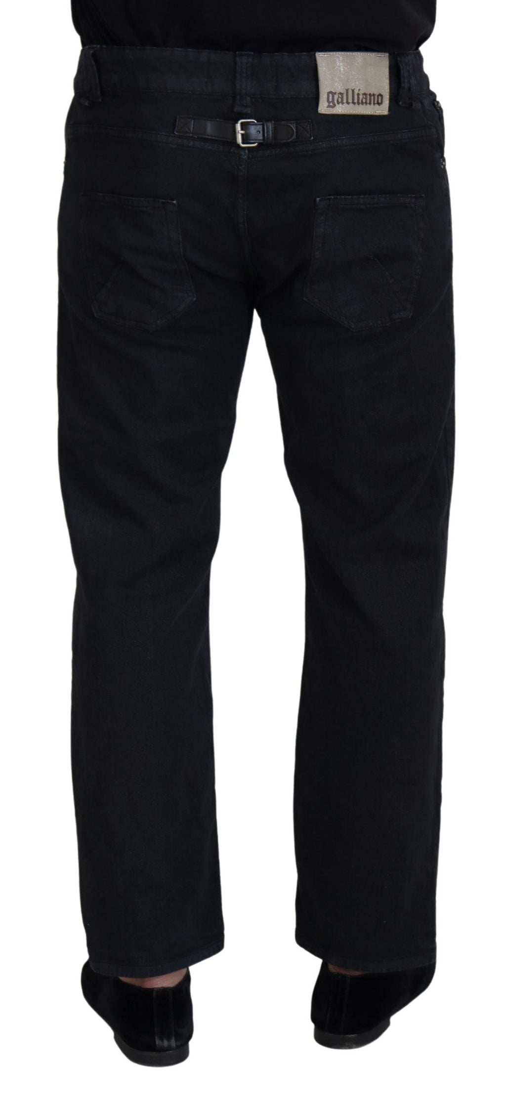 John Galliano Black Cotton Back Buckle Casual Denim Jeans