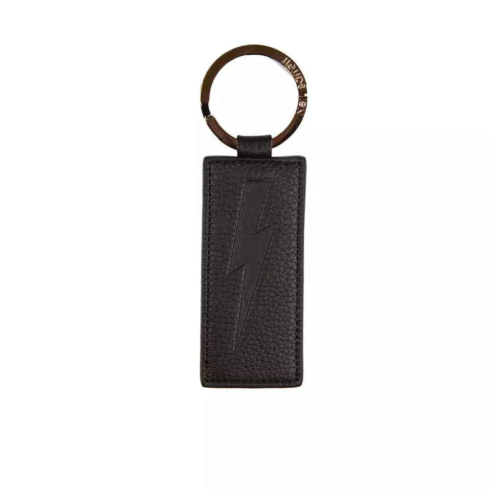 Neil Barrett Black Leather Men Keychain