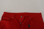 Dolce & Gabbana Red Cotton Straight Fit Men Denim Jeans