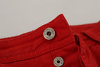 Dolce & Gabbana Red Cotton Straight Fit Men Denim Jeans
