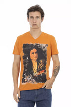 Trussardi Action Orange Cotton Men's V-Neck T-Shirt