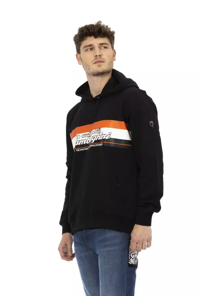 Automobili Lamborghini Black Cotton Men's Hooded Sweater