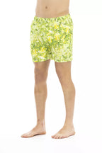 Just Cavalli Green Polyester Men Swim Short