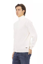 Baldinini Trend White Fabric Men Sweater with Turtleneck Design