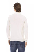 Baldinini Trend White Fabric Men Sweater with Turtleneck Design