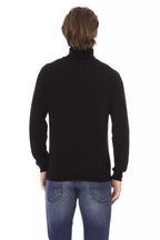 Baldinini Trend Black Fabric Men Sweater with Turtleneck Design
