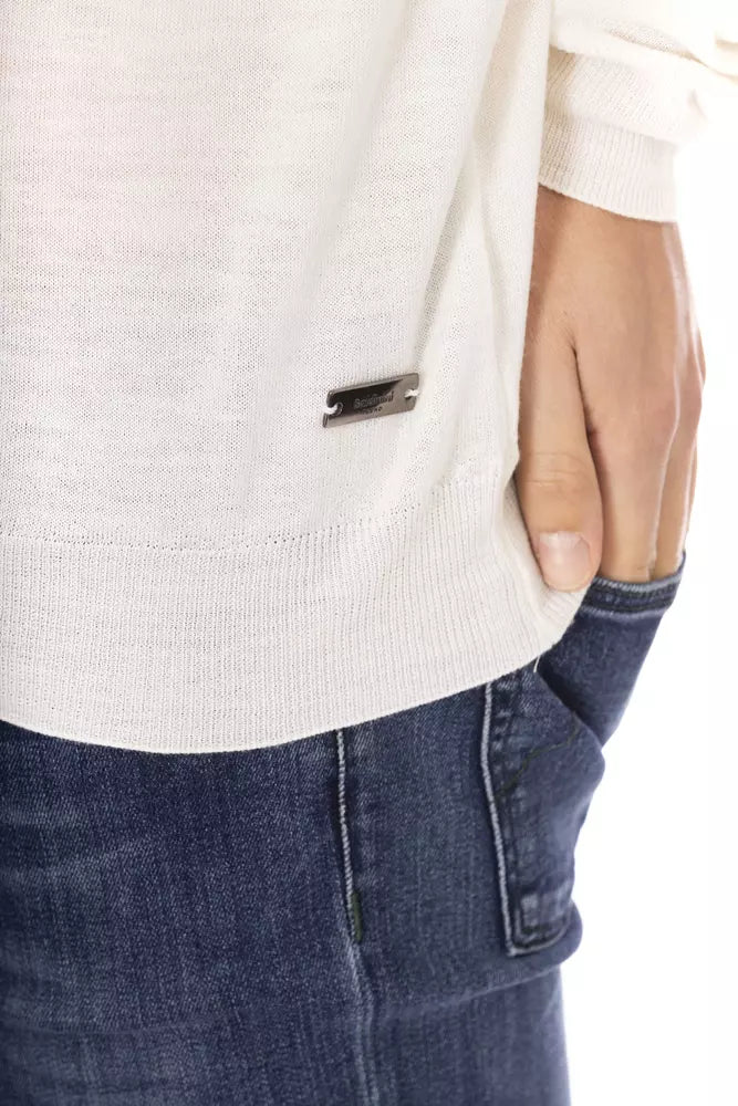 Baldinini Trend White Fabric Men Sweater with Turtleneck Design