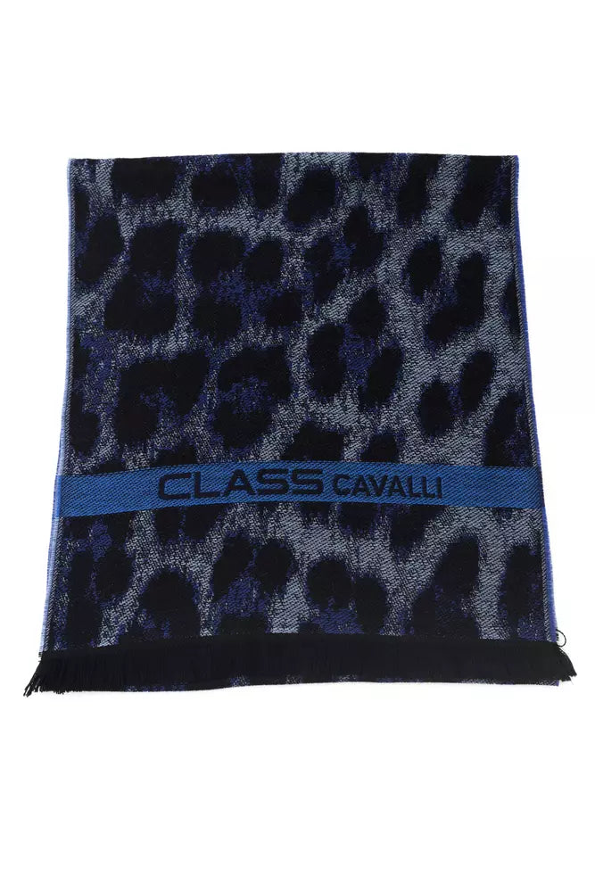 Cavalli Class Blue Wool Men Scarf - Maison Luxe
