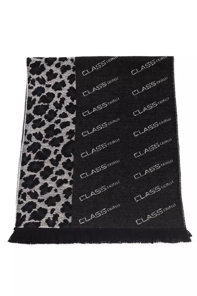 Cavalli Class Black Wool Men Scarf - Maison Luxe
