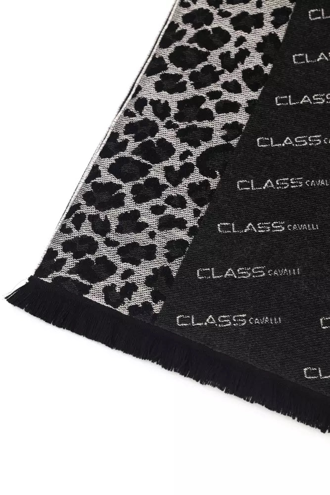 Cavalli Class Black Wool Men Scarf - Maison Luxe