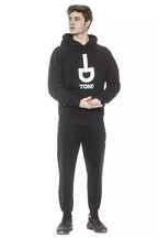 Tond Black Cotton Men Sweater with Hood