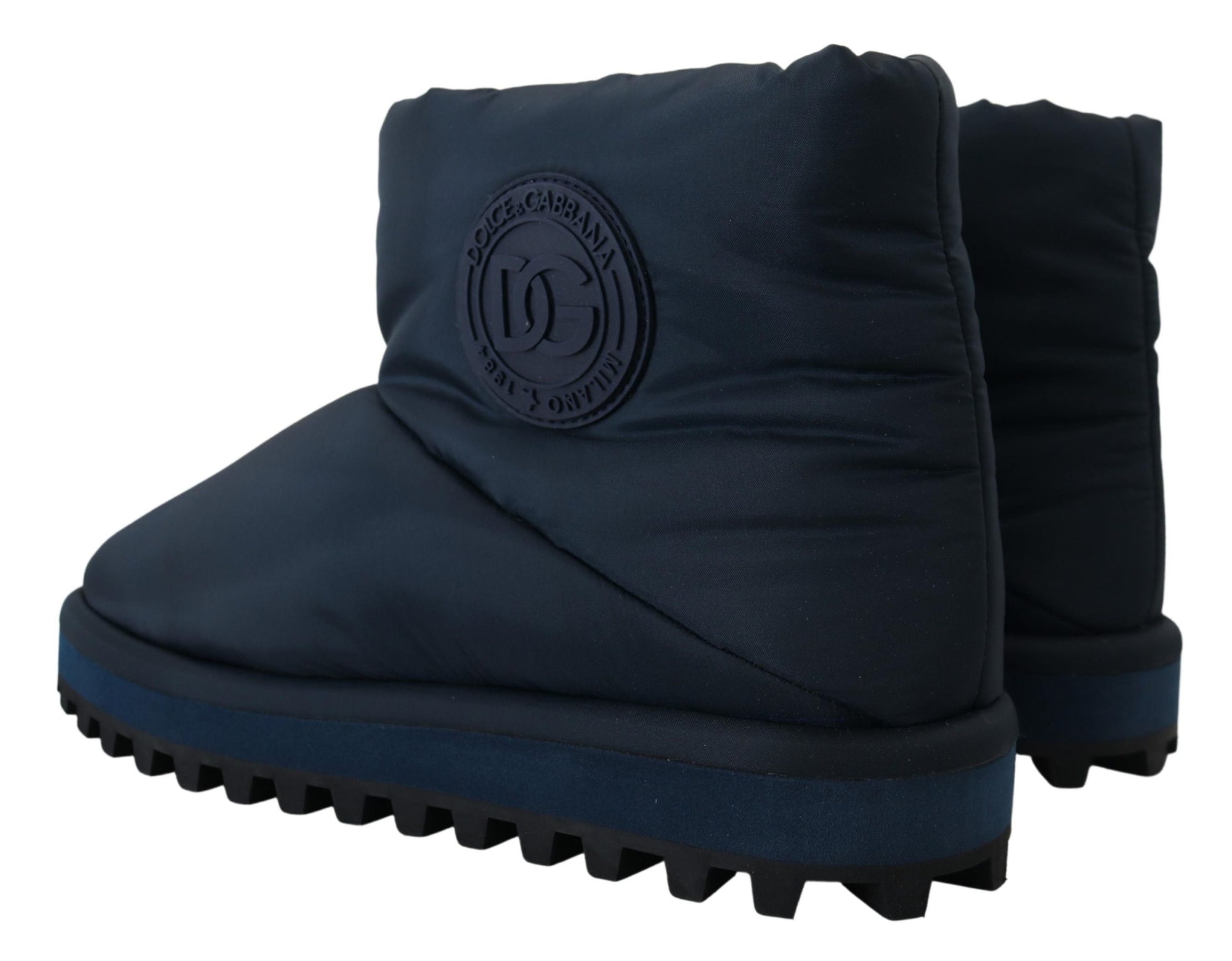 Dolce & Gabbana Blue Nylon Boots Padded Mid Calf Shoes
