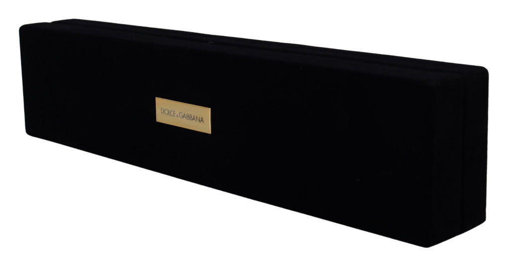 Dolce & Gabbana Black Velvet Logo Plaque Storage Bracelet Jewelry Box - Maison Luxe