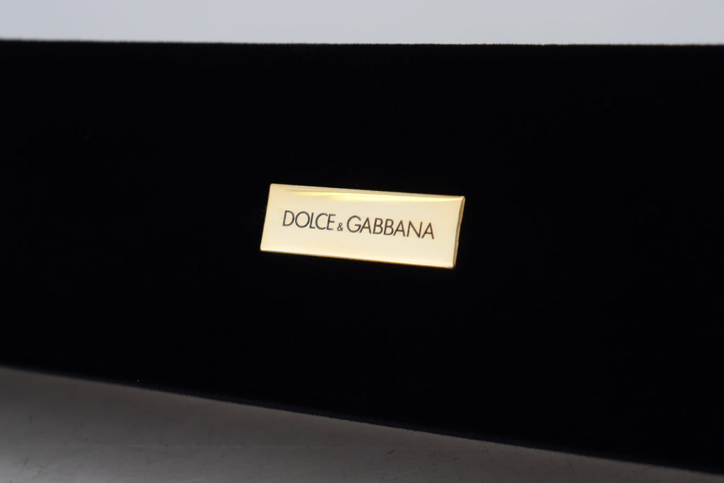 Dolce & Gabbana Black Velvet Logo Plaque Storage Bracelet Jewelry Box - Maison Luxe