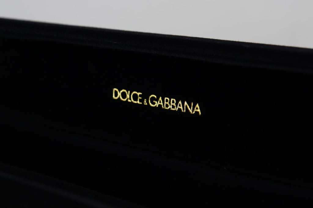 Dolce & Gabbana Black Velvet Logo Plaque Storage Bracelet Jewelry Box - Maison Luxe