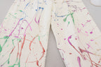Dolce & Gabbana White Cotton Color Splash Print Denim Pants
