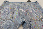 Dolce & Gabbana Blue Cotton Color Splash Print Denim Jeans