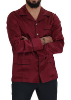 Dolce & Gabbana Red Silk Lounge Top Pajama Sleepwear Shirt