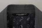 Dolce & Gabbana Gray Wool Silk Slim Fit Jacket Blazer