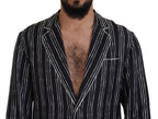 Dolce & Gabbana Blue Striped Silk Pajama Shirt Jacket