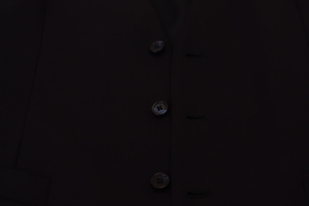 Dolce & Gabbana Dark Blue Wool Stretch Waistcoat Formal Vest