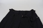 Dolce & Gabbana Black Wool Striped Chino Pants