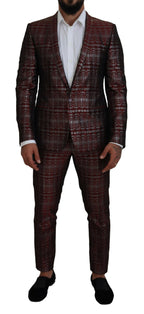 Dolce & Gabbana Bordeaux Silver GOLD Slim Fit Suit