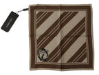 Dolce & Gabbana Brown Stripes DG Logo Square Mens Handkerchief Scarf - Maison Luxe