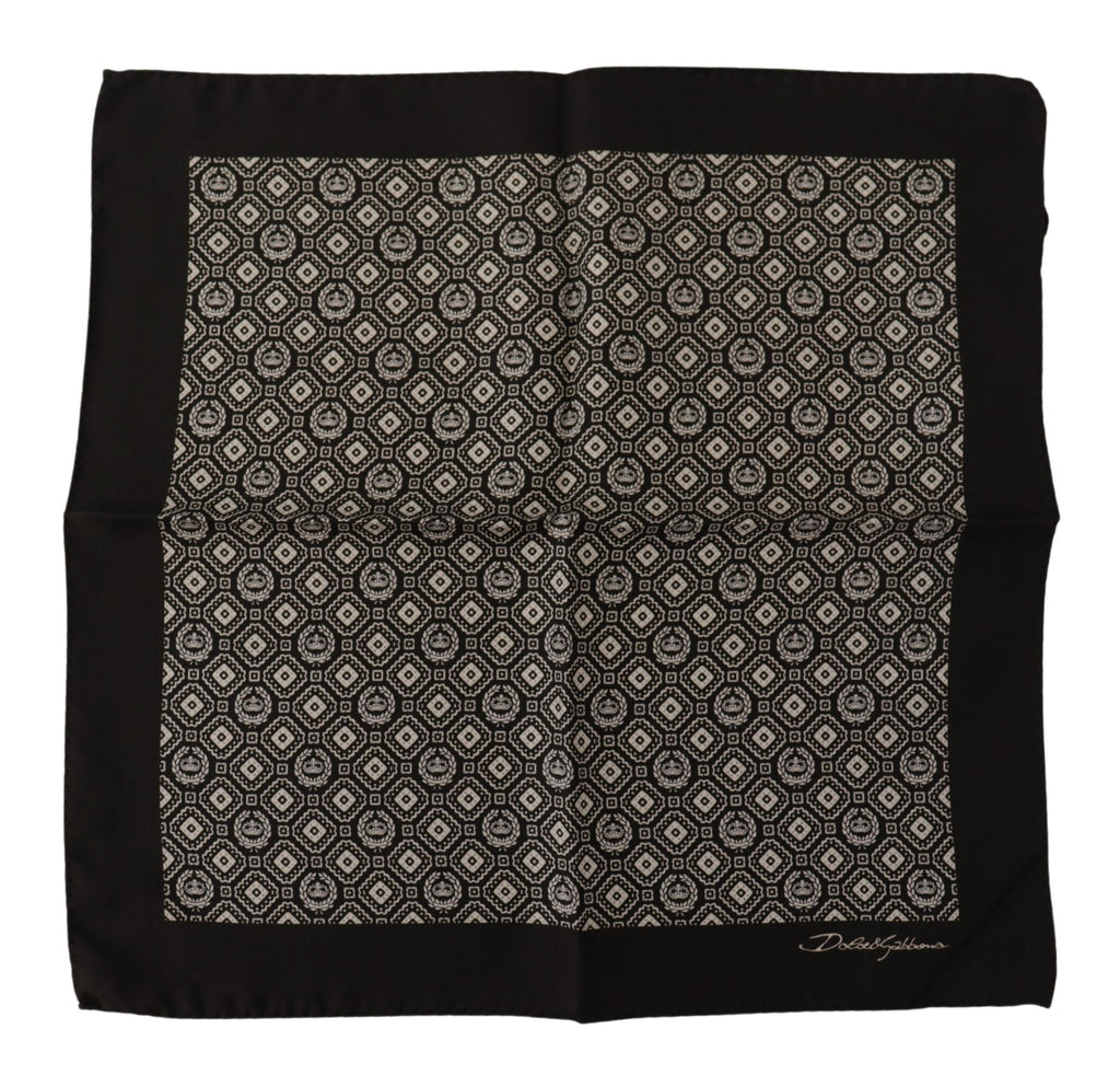 Dolce & Gabbana Black Patterned DG Logo Square Handkerchief Scarf - Maison Luxe